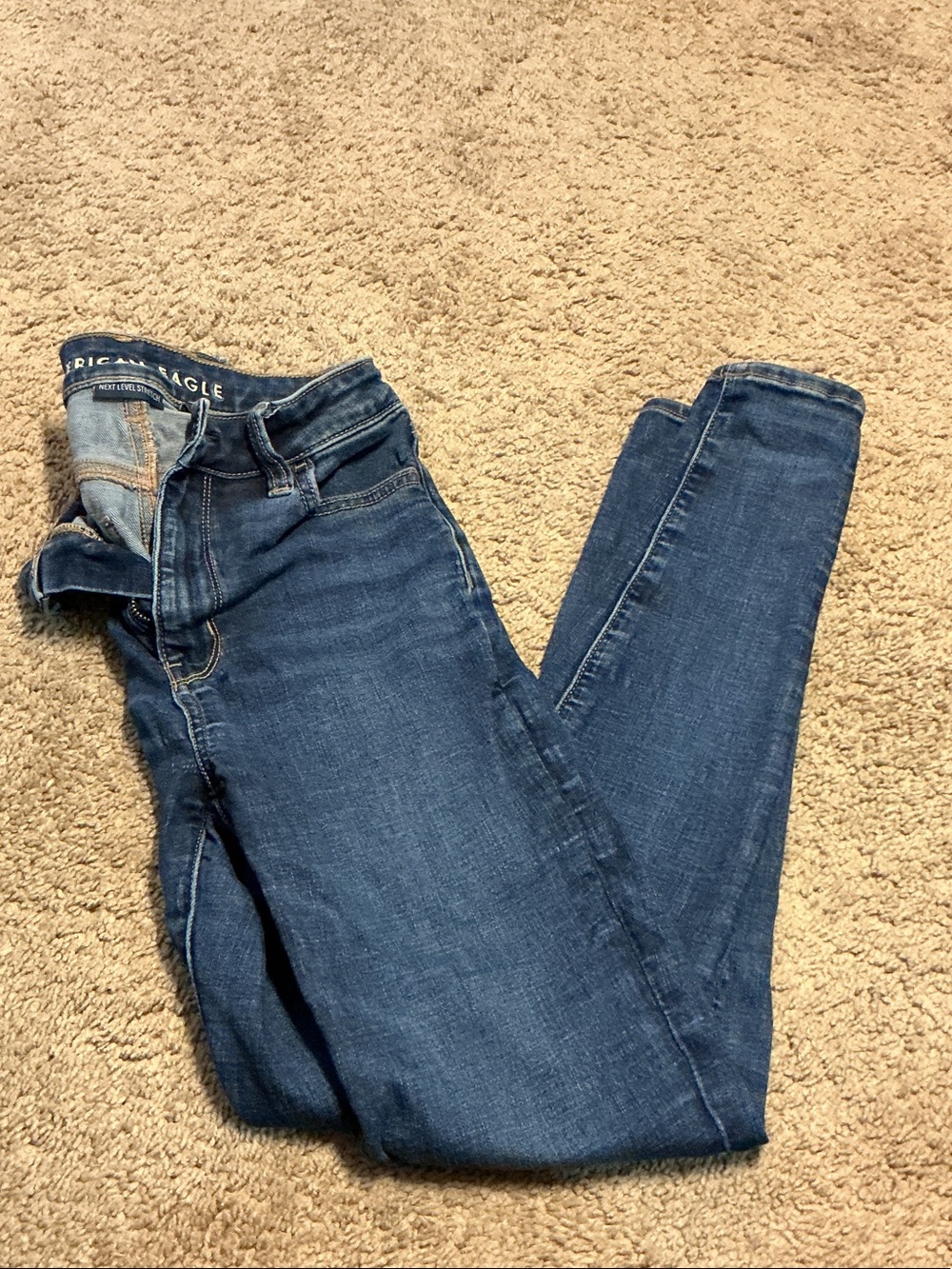 American Eagle Outfitters Women's Medium-Dark Blue Stretch Skinny Jeans